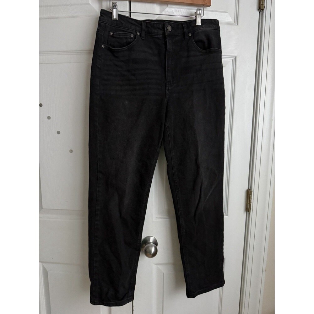 OAT Straight Leg Jeans Denim size 12/31 Black HIGH RISE